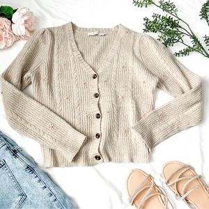 Vintage floral embellished knit cardigan